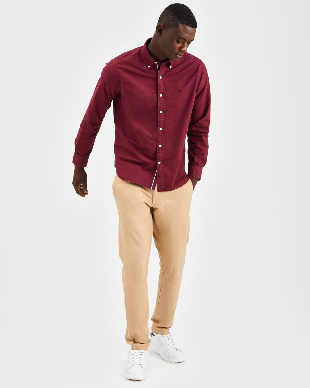 Chemises Ben Sherman Beatnik Oxford Garment Dye Bordeaux | CUE-33776677